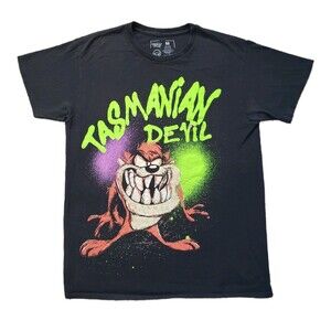 CVLA X Looney Tunes Tasmanian Devil Sz Medium Mens Black T-Shirt Big Print Taz
